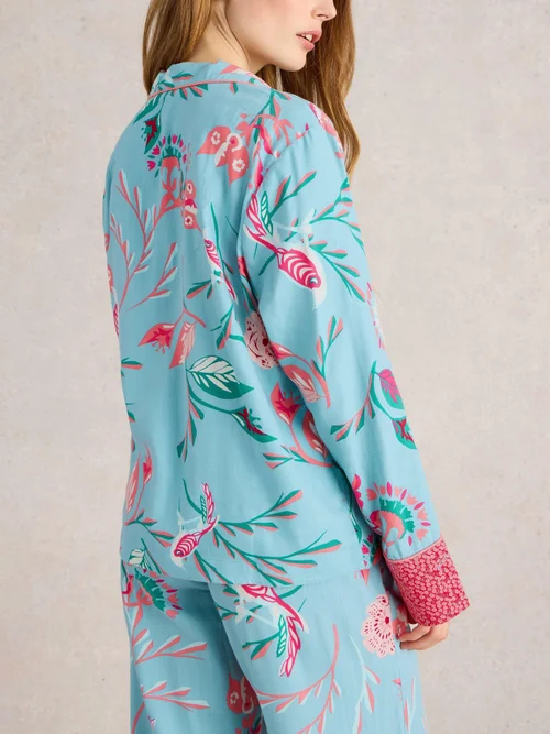 Chemise de pyjama Nina en coton biologique - Blue Pr - XXXL Image 4