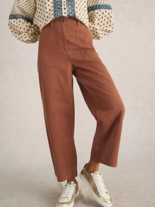 Knöchellange Hose Romy mit weitem Bein - Dark Tan - 42/R Image 3