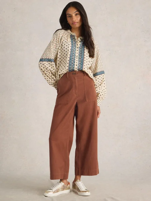 Knöchellange Hose Romy mit weitem Bein - Dark Tan - 42/R Image 2