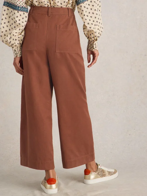 Knöchellange Hose Romy mit weitem Bein - Dark Tan - 42/R Image 4