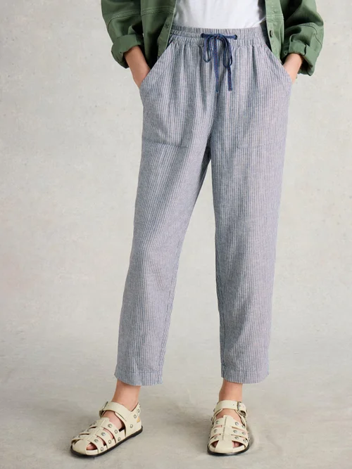 Pantalon En Lin Mélangé Elle - Blue Mlt - 52/R Image 3