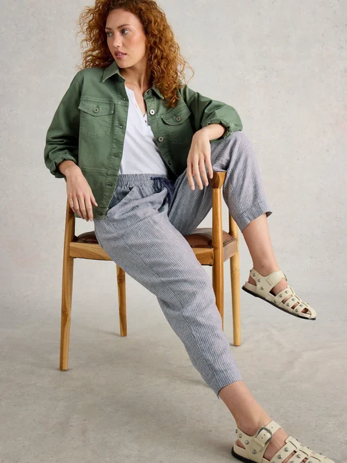 Pantalon En Lin Mélangé Elle - Blue Mlt - 52/R Image 1