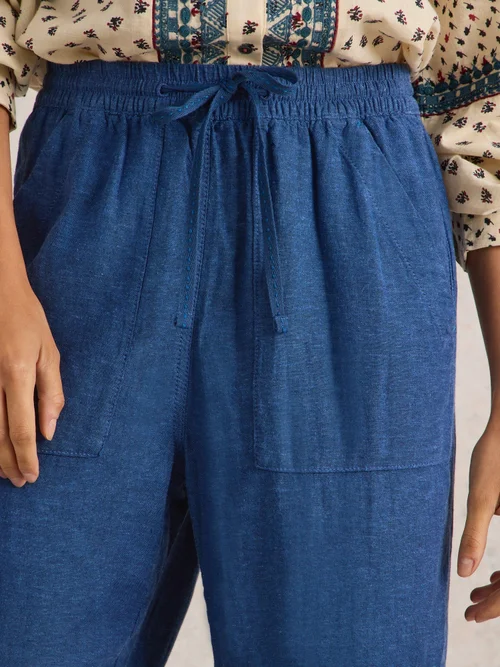 Pantalon En Lin Mélangé Elle - Chamb Blue - 52/R Image 3