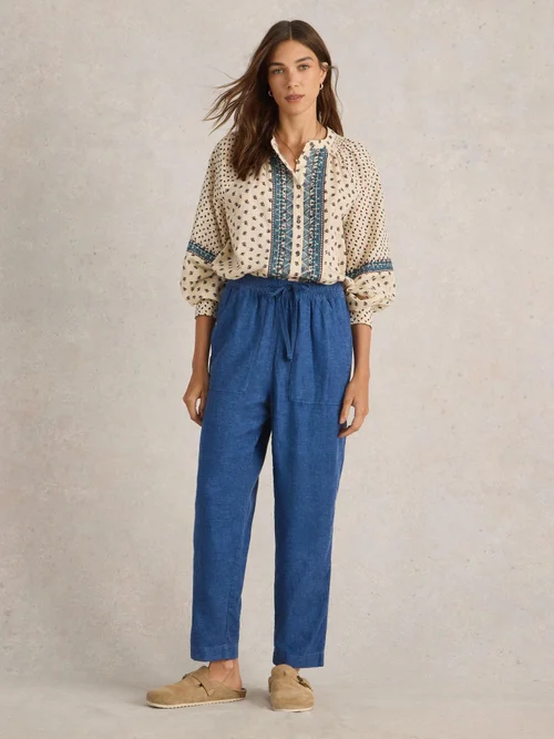 Pantalon En Lin Mélangé Elle - Chamb Blue - 52/R Image 2