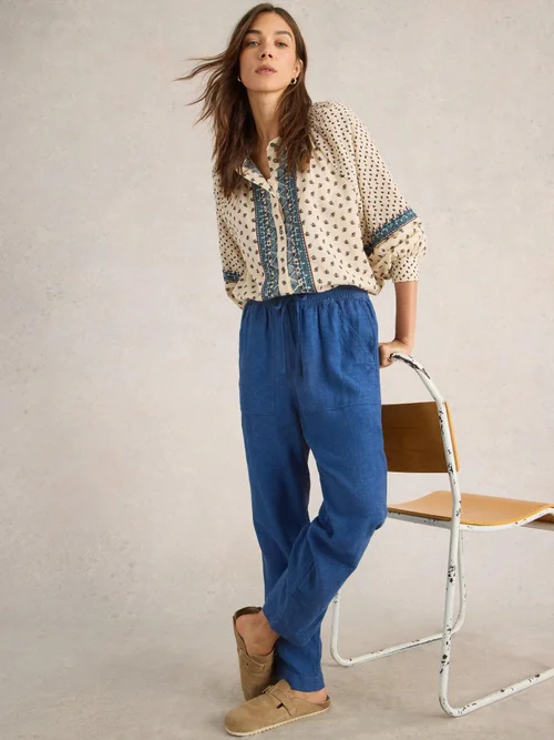 Pantalon En Lin Mélangé Elle - Chamb Blue - 52/R Image 1