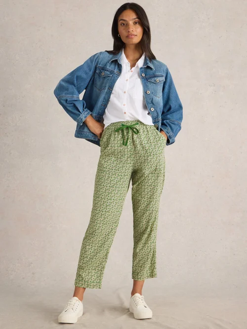 Pantalon En Lin Mélangé Elle - Green Pr - 46/R Image 2