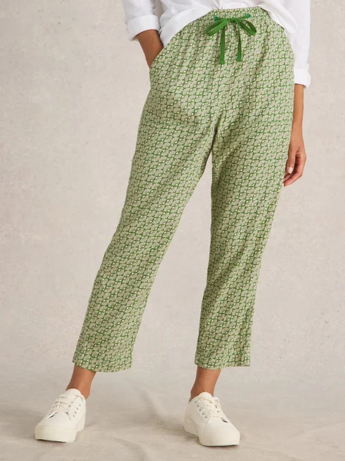 Pantalon En Lin Mélangé Elle - Green Pr - 46/R Image 1
