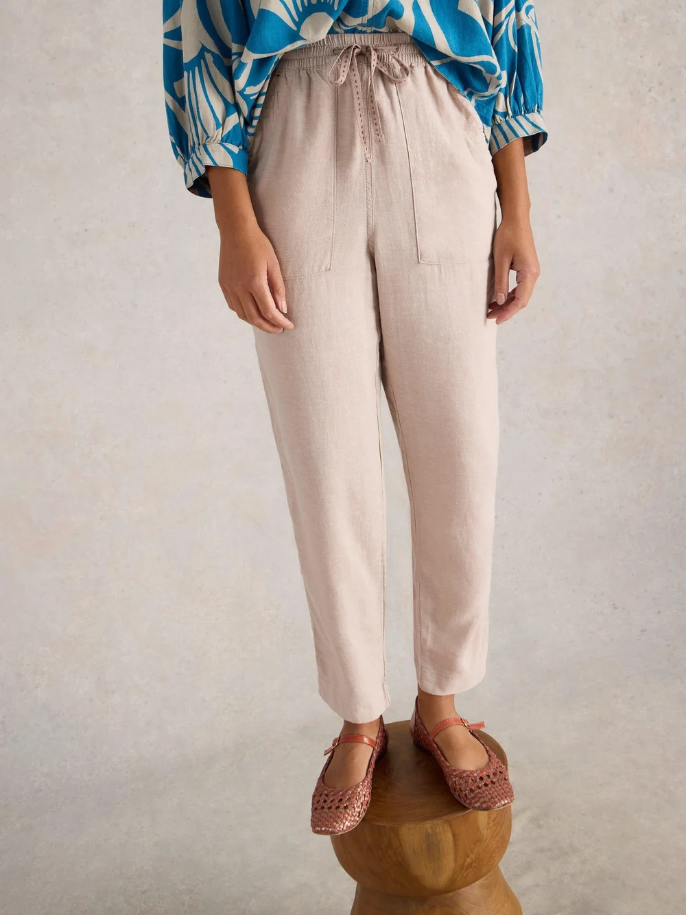 Pantalon En Lin Mélangé Elle - Lgt Nat - 52/R Image 1