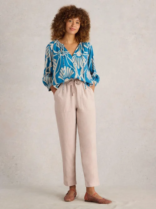 Pantalon En Lin Mélangé Elle - Lgt Nat - 52/R Image 2