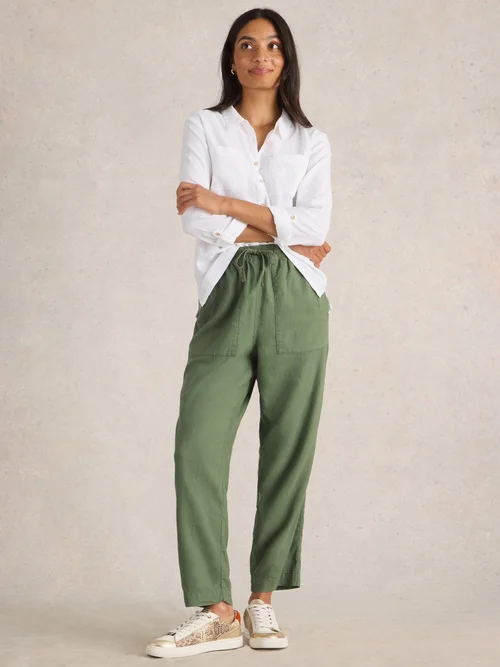 Pantalon En Lin Mélangé Elle - Mid Green - 46/R Image 2