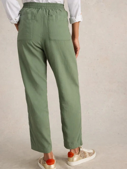 Pantalon En Lin Mélangé Elle - Mid Green - 46/R Image 4
