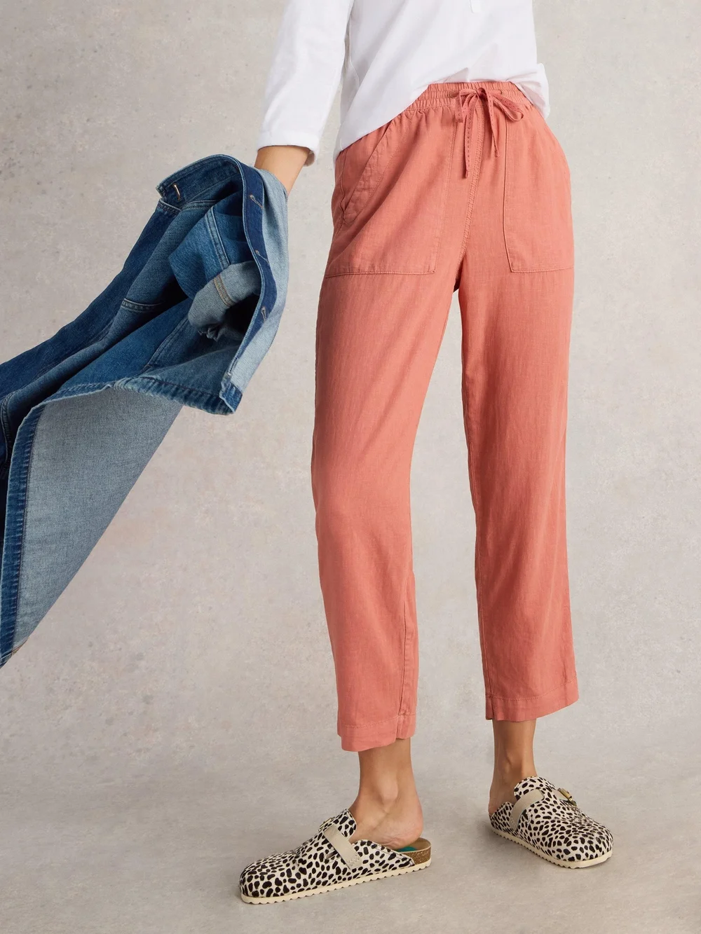 Pantalon En Lin Mélangé Elle - Mid Red - 48/R Image 1
