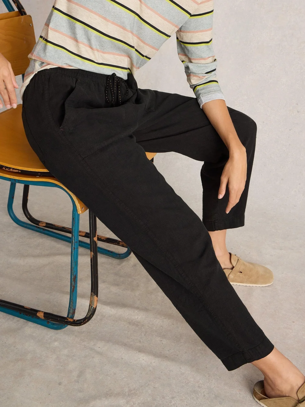 Pantalon En Lin Mélangé Elle - Pure Blk - 52/R Image 1