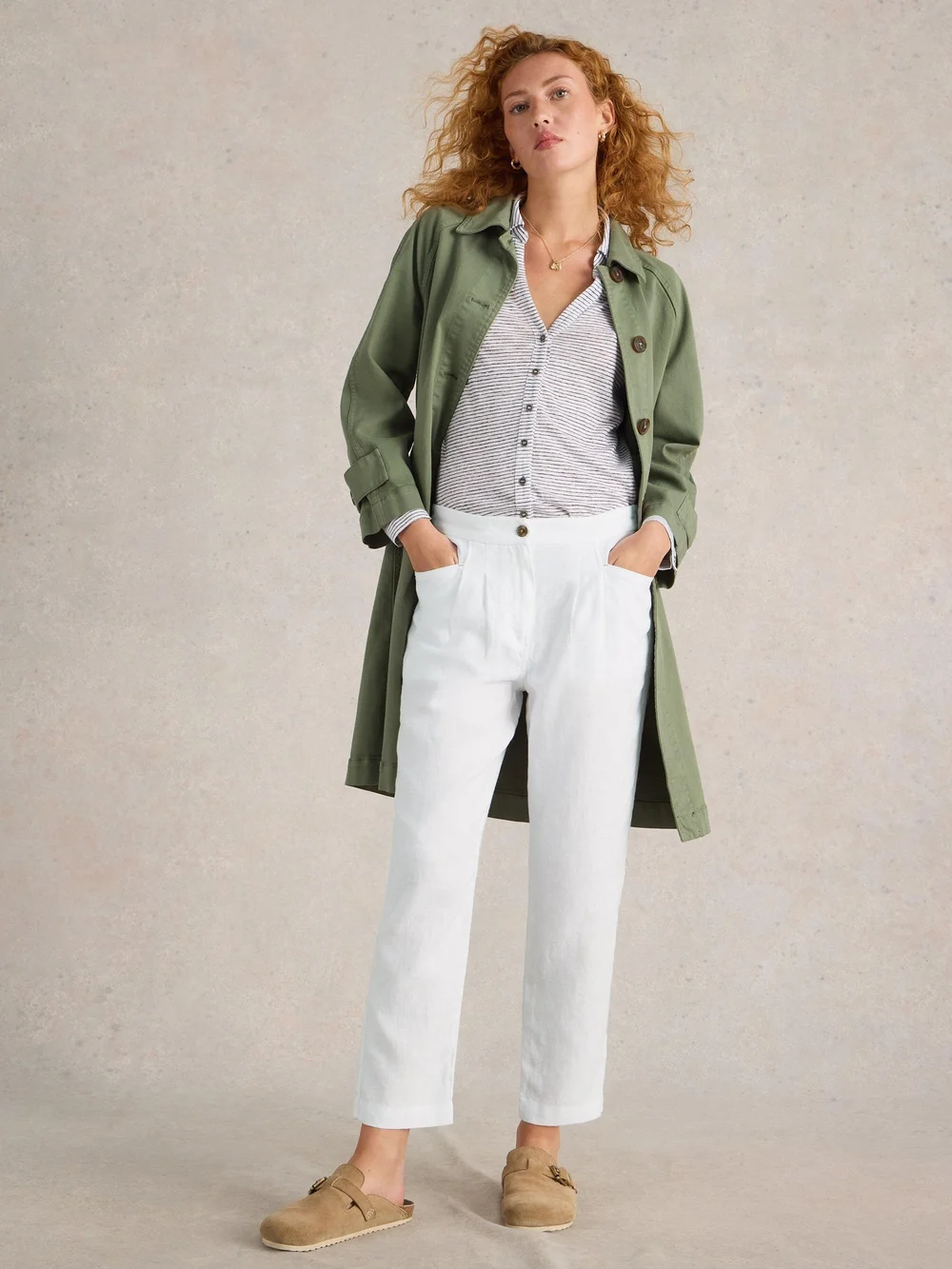 Pantalon En Lin Rowena - Bril White - 52/R Image 1