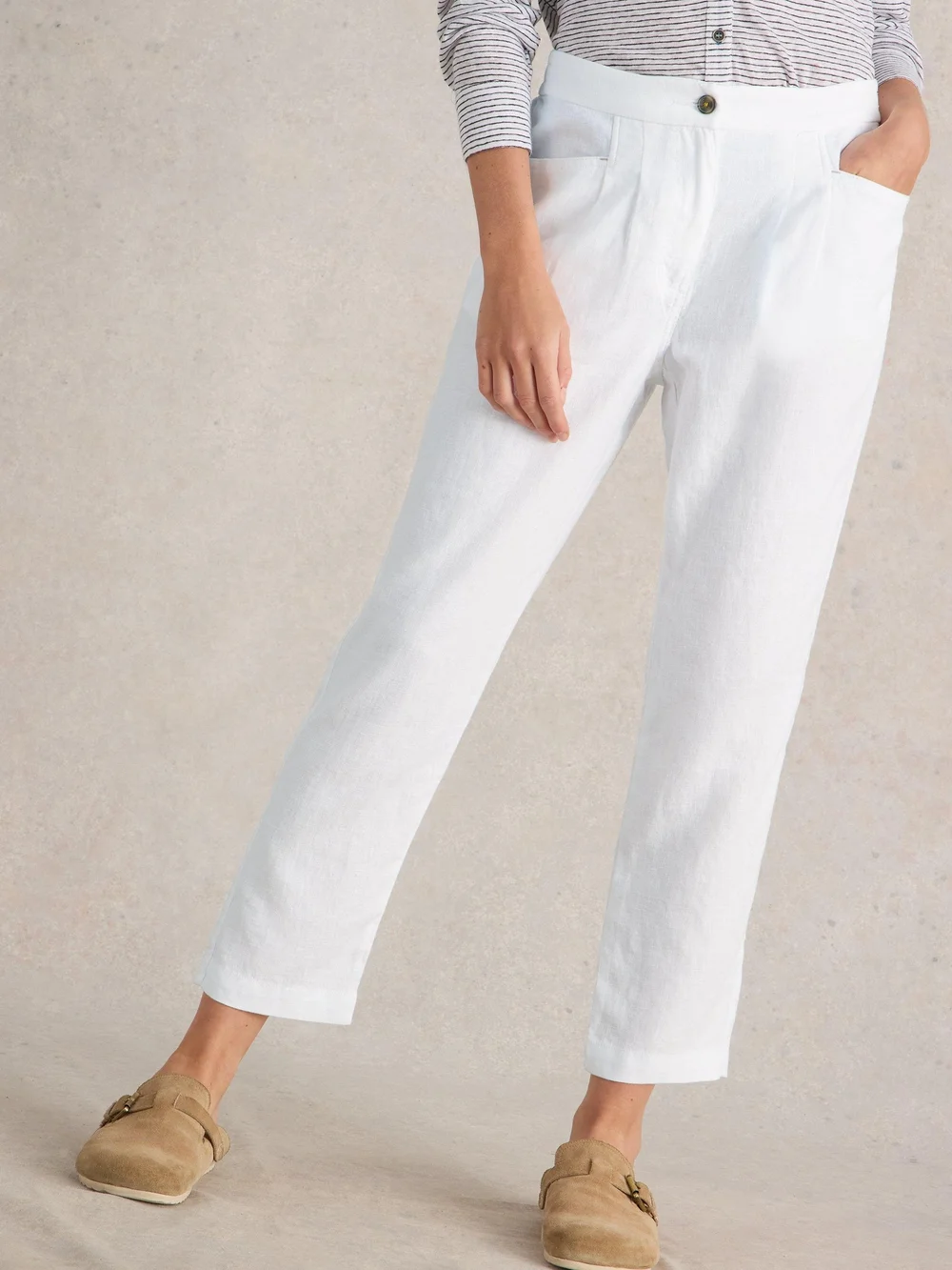 Pantalon En Lin Rowena - Bril White - 52/R Image 1