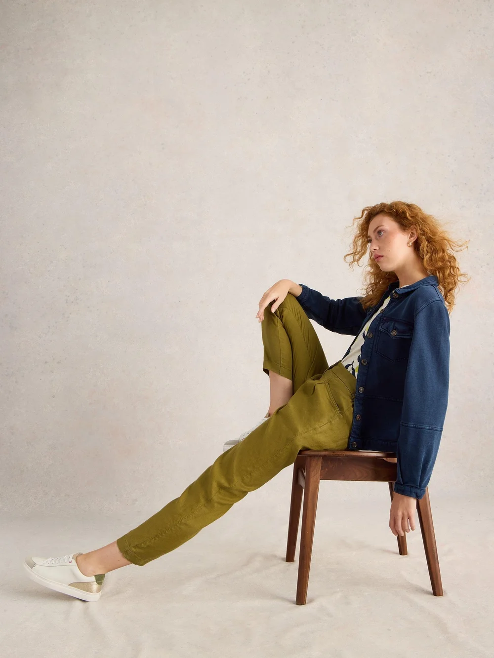 Pantalon En Lin Rowena - Khaki Grn - 48/R Image 1