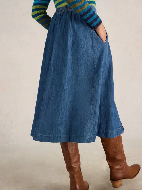 Jupe midi en denim chiné - Mid Denim - 36/R Image 4