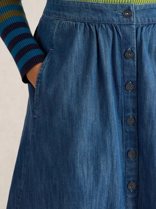 Jupe midi en denim chiné - Mid Denim - 36/R Image 3