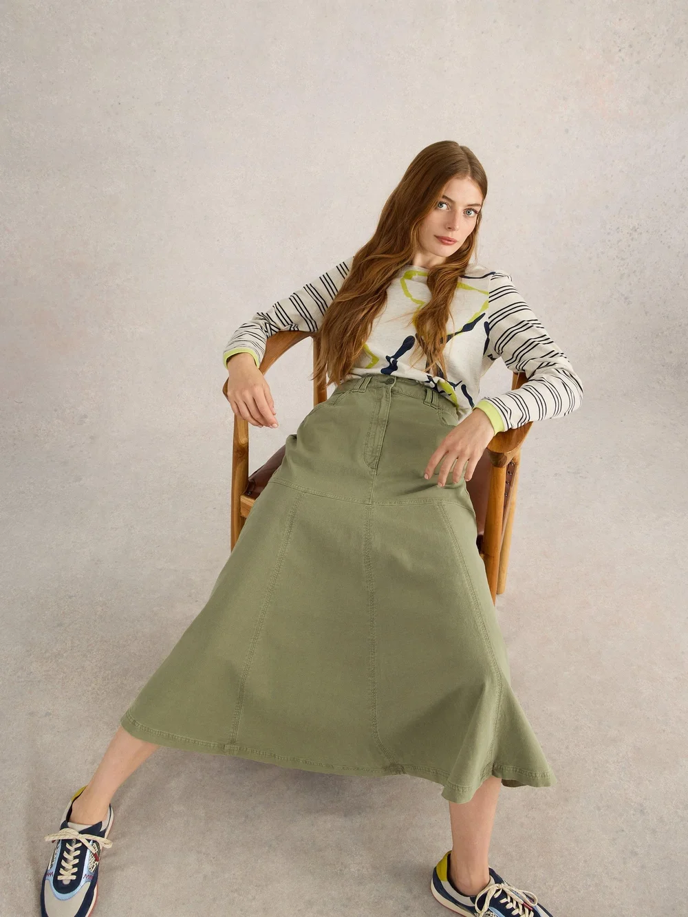 Jupe midi Quinn - Khaki Grn - 52/R Image 1