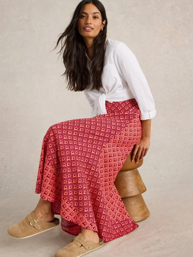 Jupe longue en lin mélangé Sara