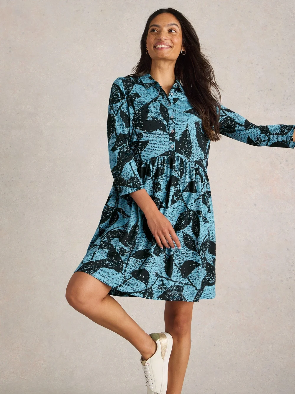 Robe chemise en jersey Everly - Blue Pr - 50/R Image 1