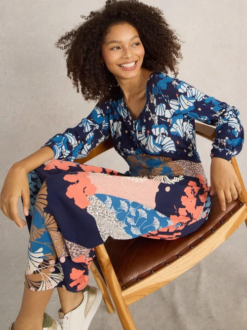 Robe en jersey Megan - Navy Multi - 52/R Image 1