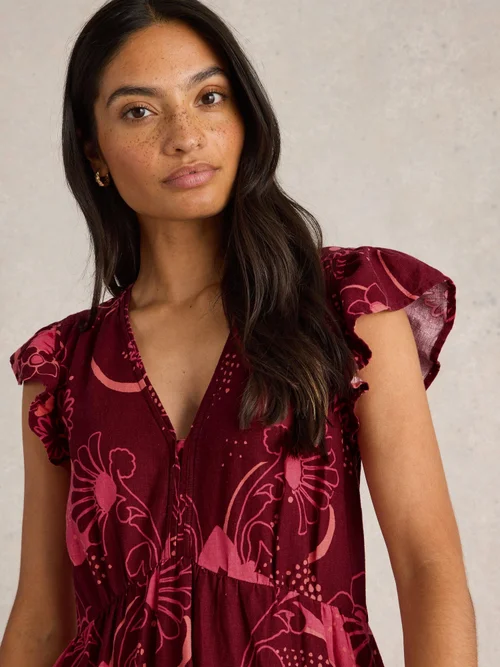 Robe longue en lin mélangé Lorna - Red Mlt - 52/R Image 3