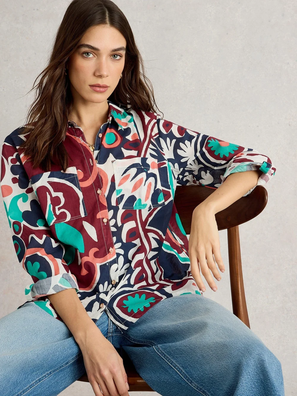 Chemise Sophie En Coton Biologique - Blk Mlt - 52 Image 1