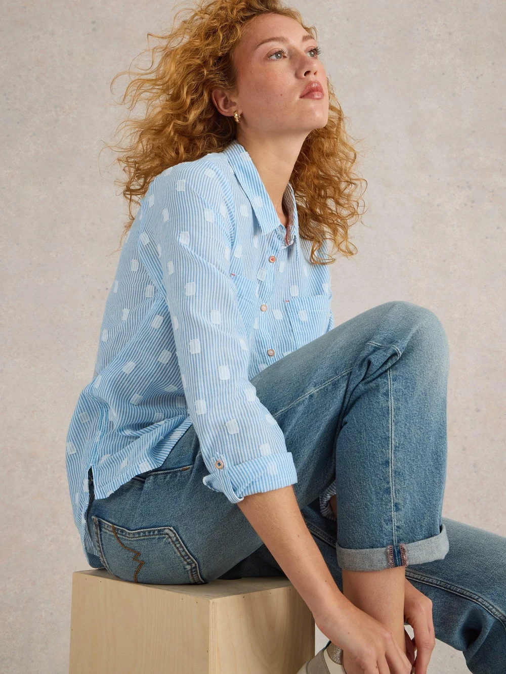 Chemise Sophie En Coton Biologique - Blue Mlt - 52 Image 1