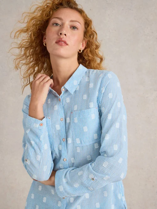 Chemise Sophie En Coton Biologique - Blue Mlt - 52 Image 3