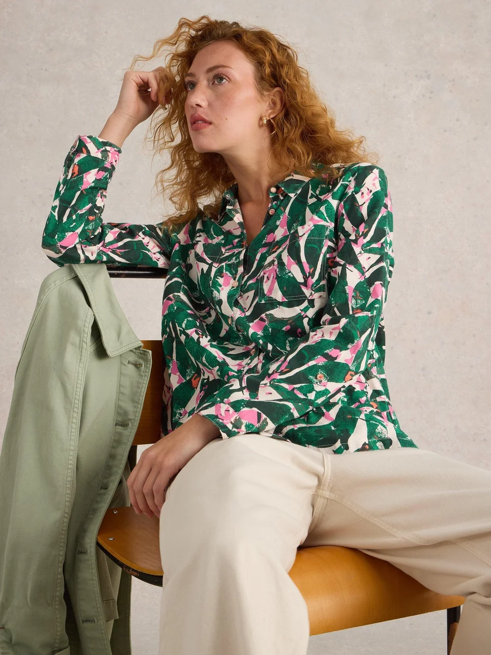 Chemise Sophie En Coton Biologique - Green Pr - 52 Image 1