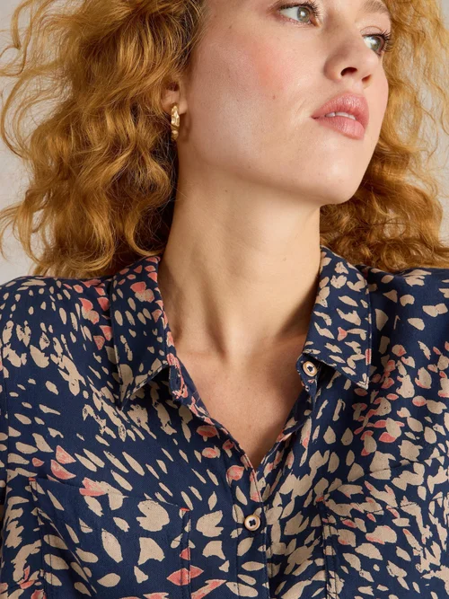 Chemise Sophie En Coton Biologique - Navy Pr - 36 Image 3