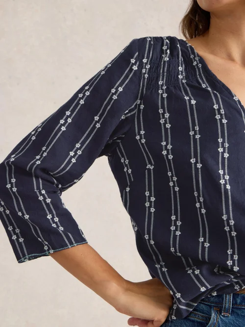 Top en coton biologique Rae - Navy Multi - 38 Image 3