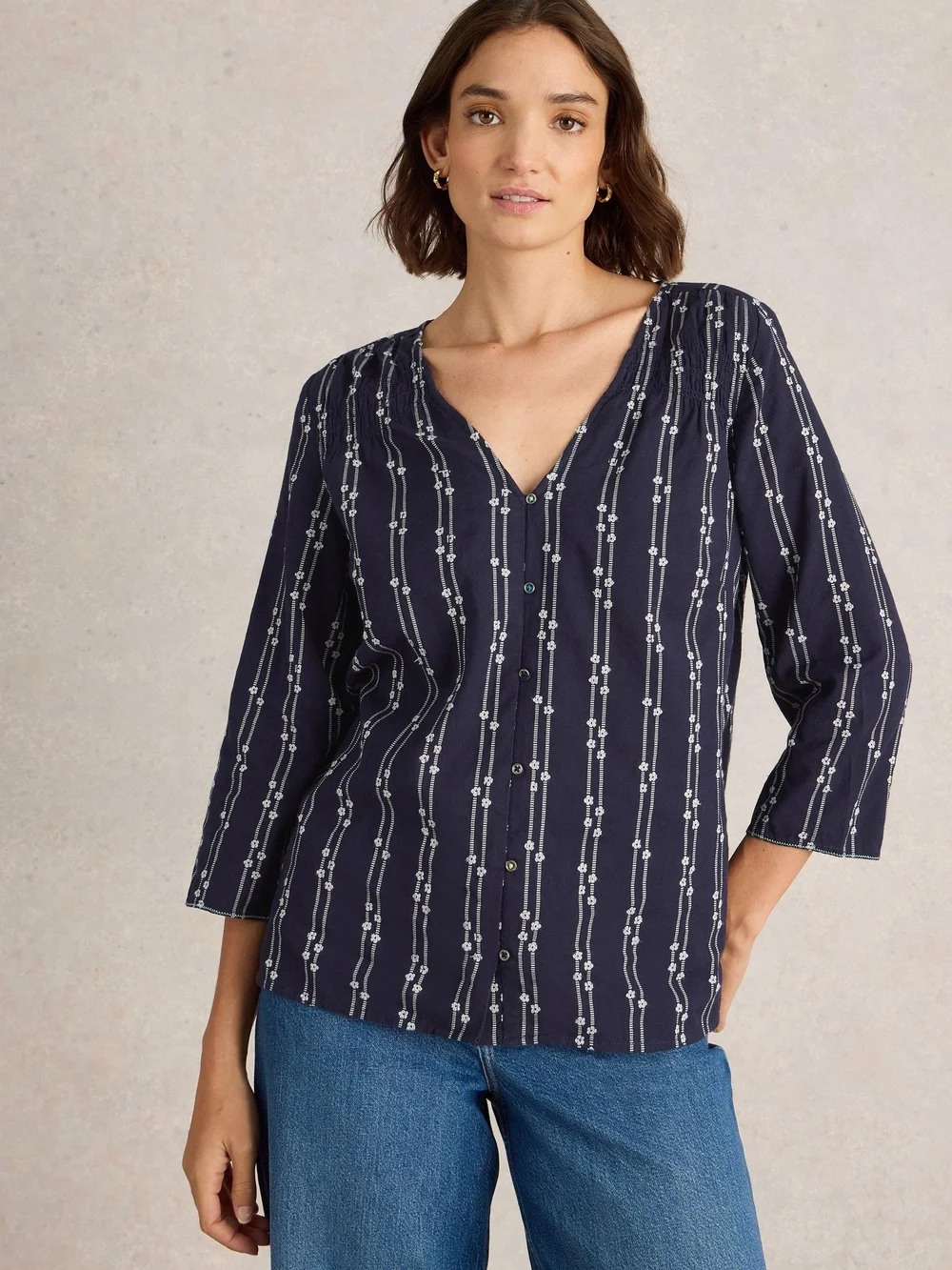 Top en coton biologique Rae - Navy Multi - 38 Image 1