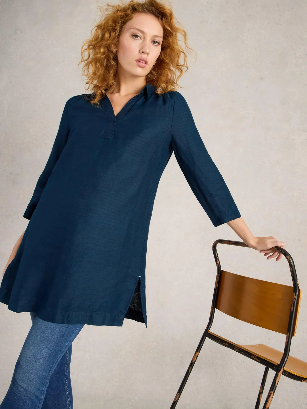 Tunique en lin Blake - Dark Navy - 52/R Image 1