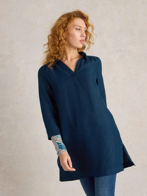 Tunique en lin Blake - Dark Navy - 52/R Image 3