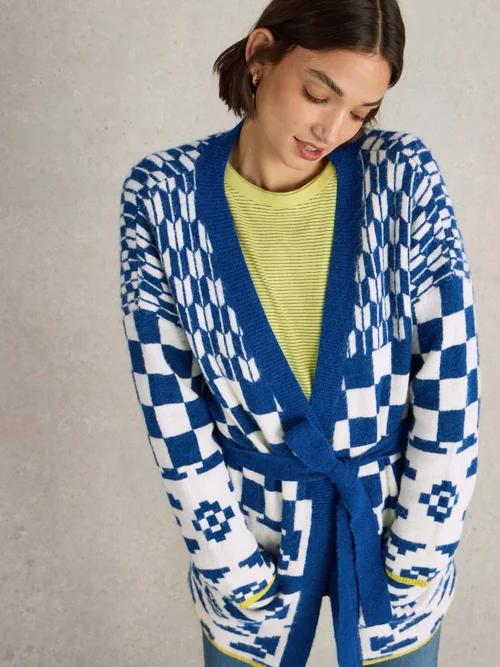 CARDIGAN GEO MIX - Blue Mlt - XL Image 3