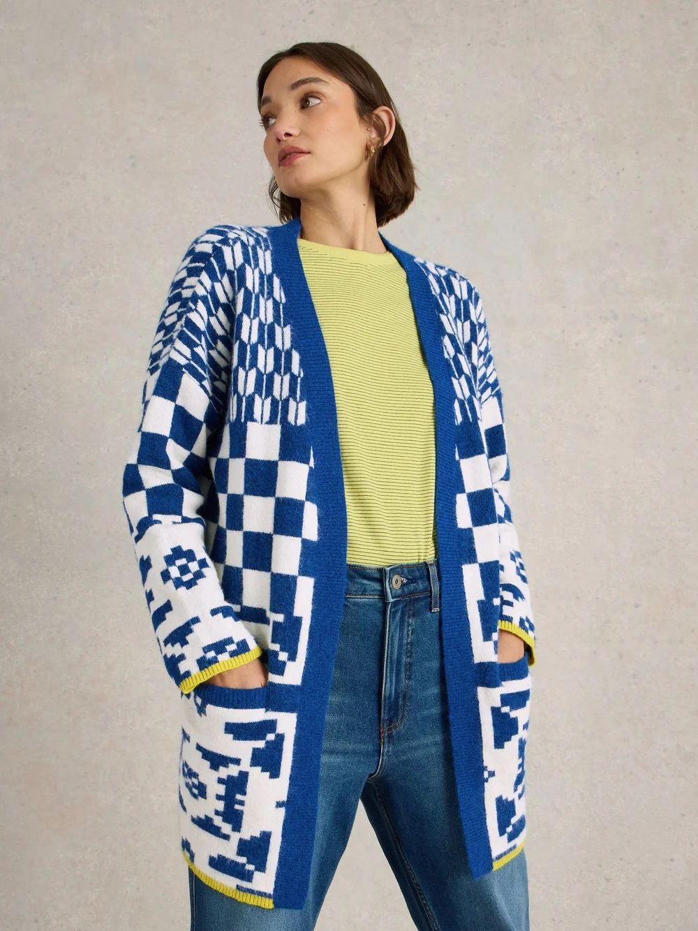 CARDIGAN GEO MIX - Blue Mlt - XL Image 1