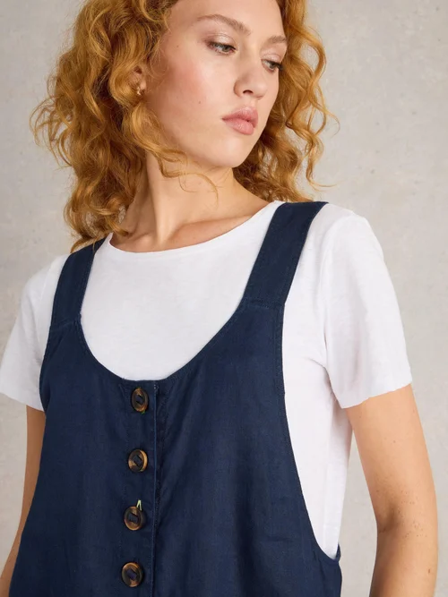 Latzhose Viola aus Leinen - Dark Navy - 52/R Image 3