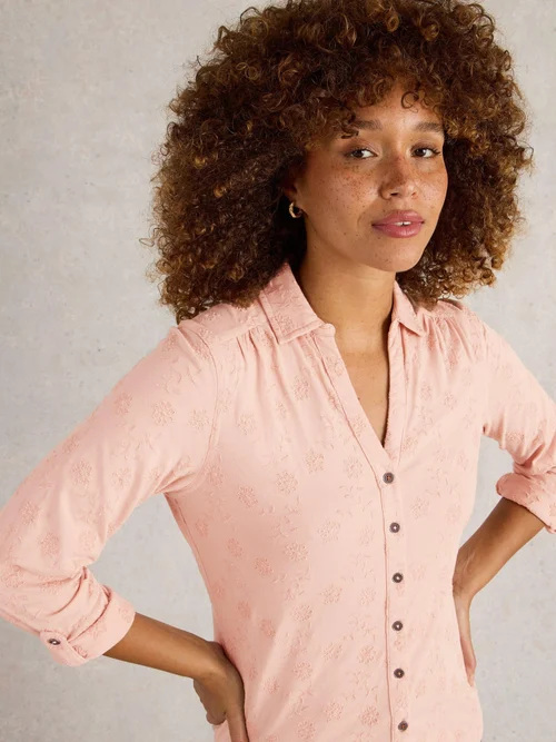 Chemise En Jersey Brodé Annie - Dus Pink - 52 Image 3
