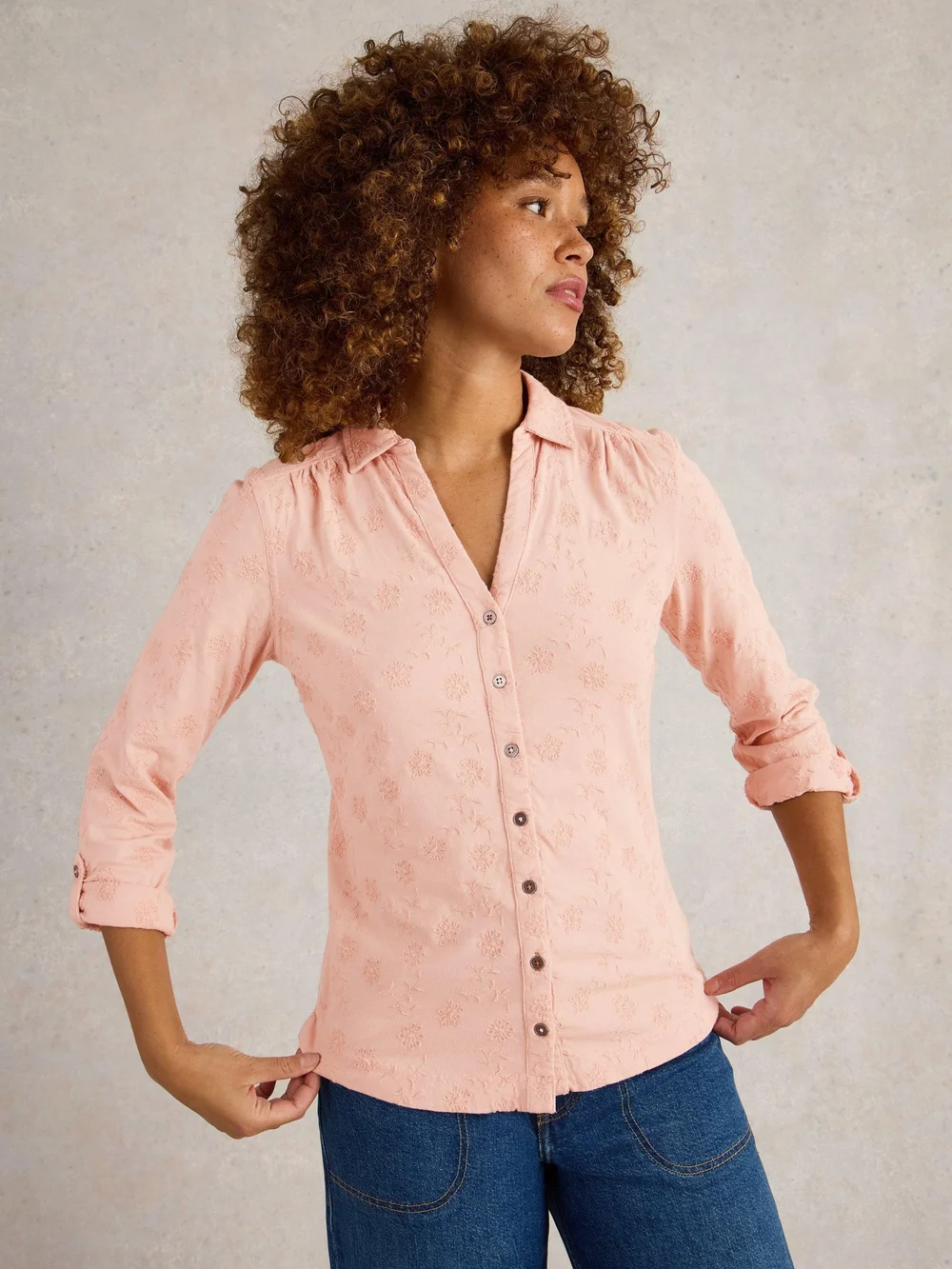 Chemise En Jersey Brodé Annie - Dus Pink - 52 Image 1