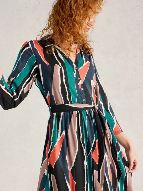 Robe chemise en jersey Ava - Blk Mlt - 52/R Image 3