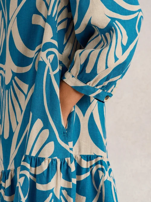 Robe Otto en lin mélangé - Blue Pr - 46/R Image 3