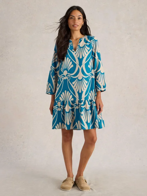 Robe Otto en lin mélangé - Blue Pr - 46/R Image 2
