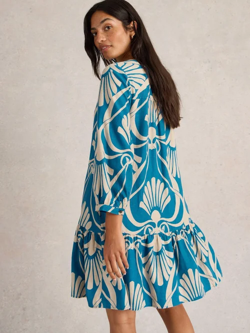 Robe Otto en lin mélangé - Blue Pr - 46/R Image 4