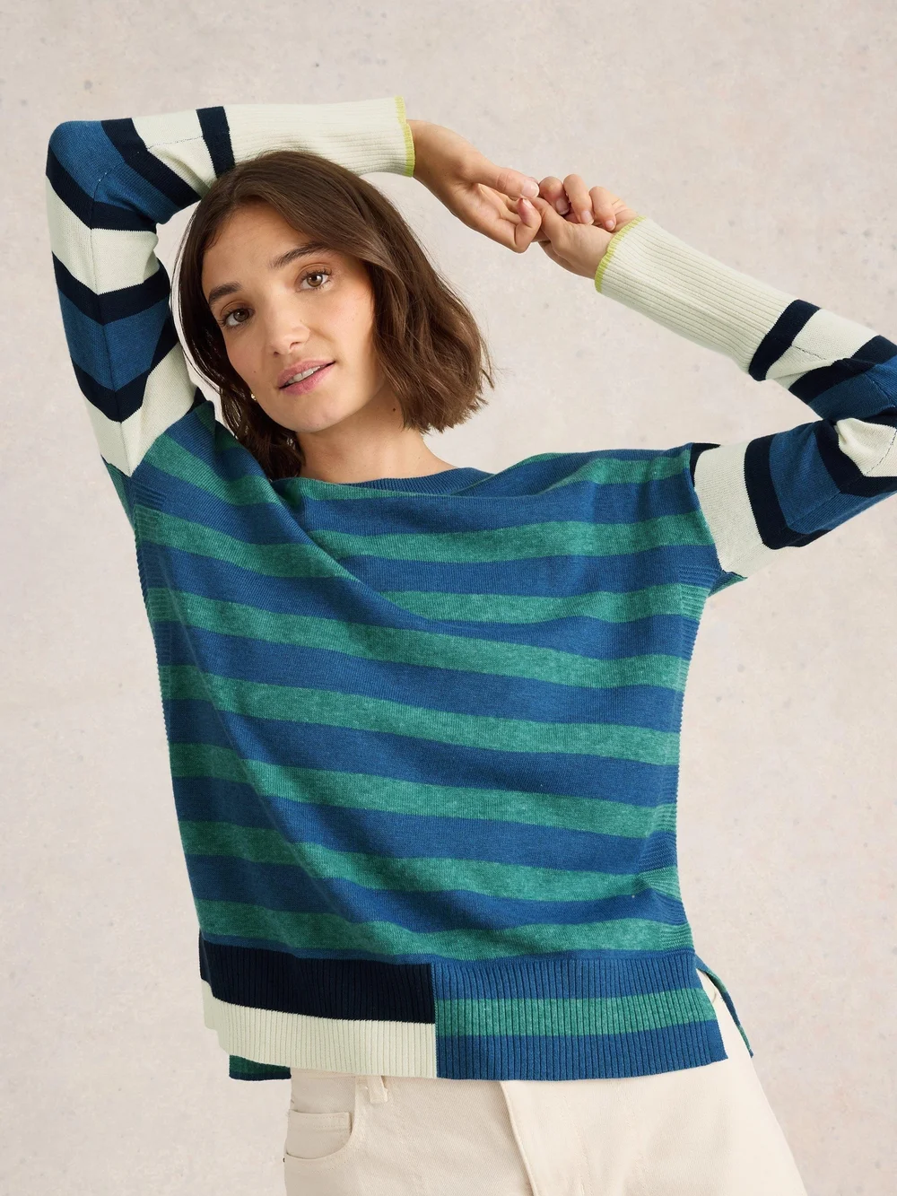 Pull À Rayures Olive - Blue Mlt - 52 Image 1