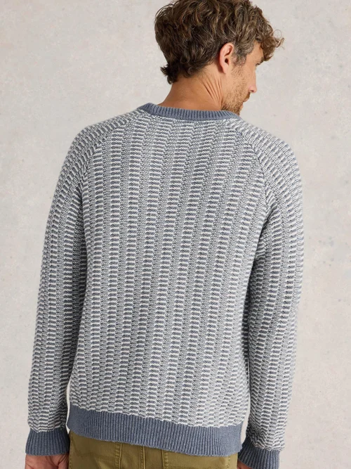 Pull texturé à col rond - Blue Mlt - XXXL Image 4