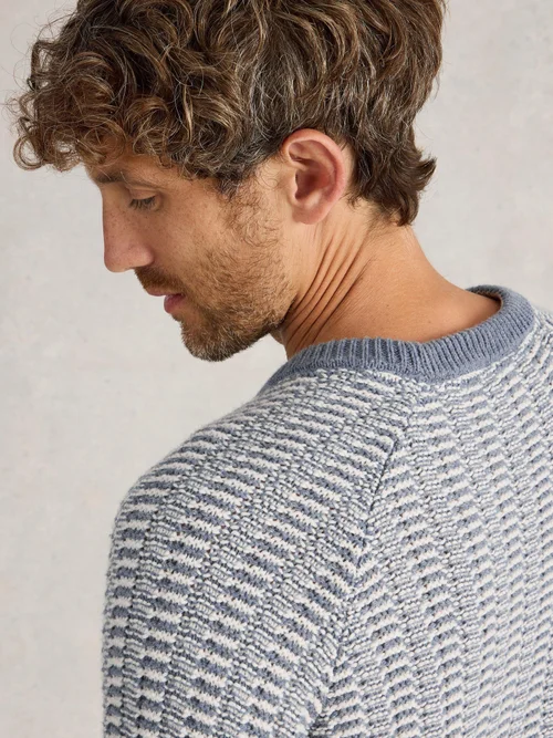 Pull texturé à col rond - Blue Mlt - XXXL Image 3