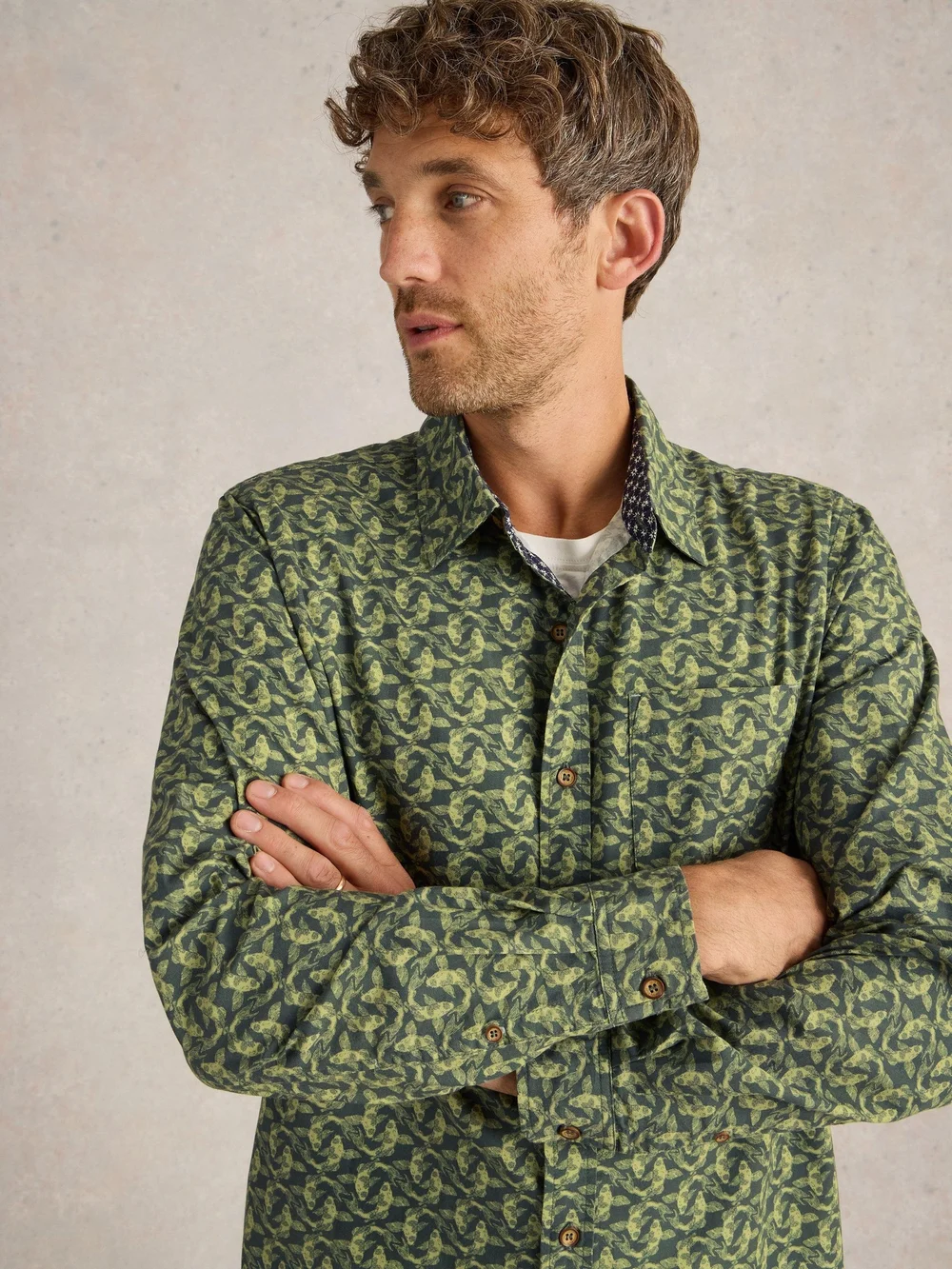 Chemise imprimée poissons koi - Green Pr - M Image 1