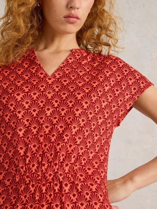 Robe Ellie en jersey de lin - Red Mlt - 52/R Image 3
